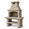 Barbecue da Esterno in Pietra con Griglia in Acciaio Inox Beige e Grigio
