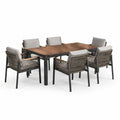 Set da pranzo da giardino in legno e alluminio con 6 sedie
