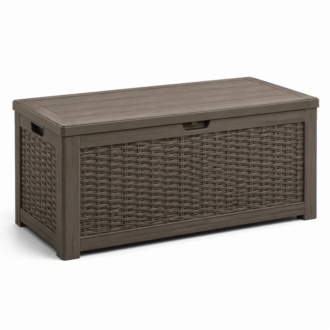 Baule in resina effetto rattan marrone 120x60x50 cm