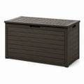 Baule da giardino in plastica rinforzata marrone 120x45x60 cm