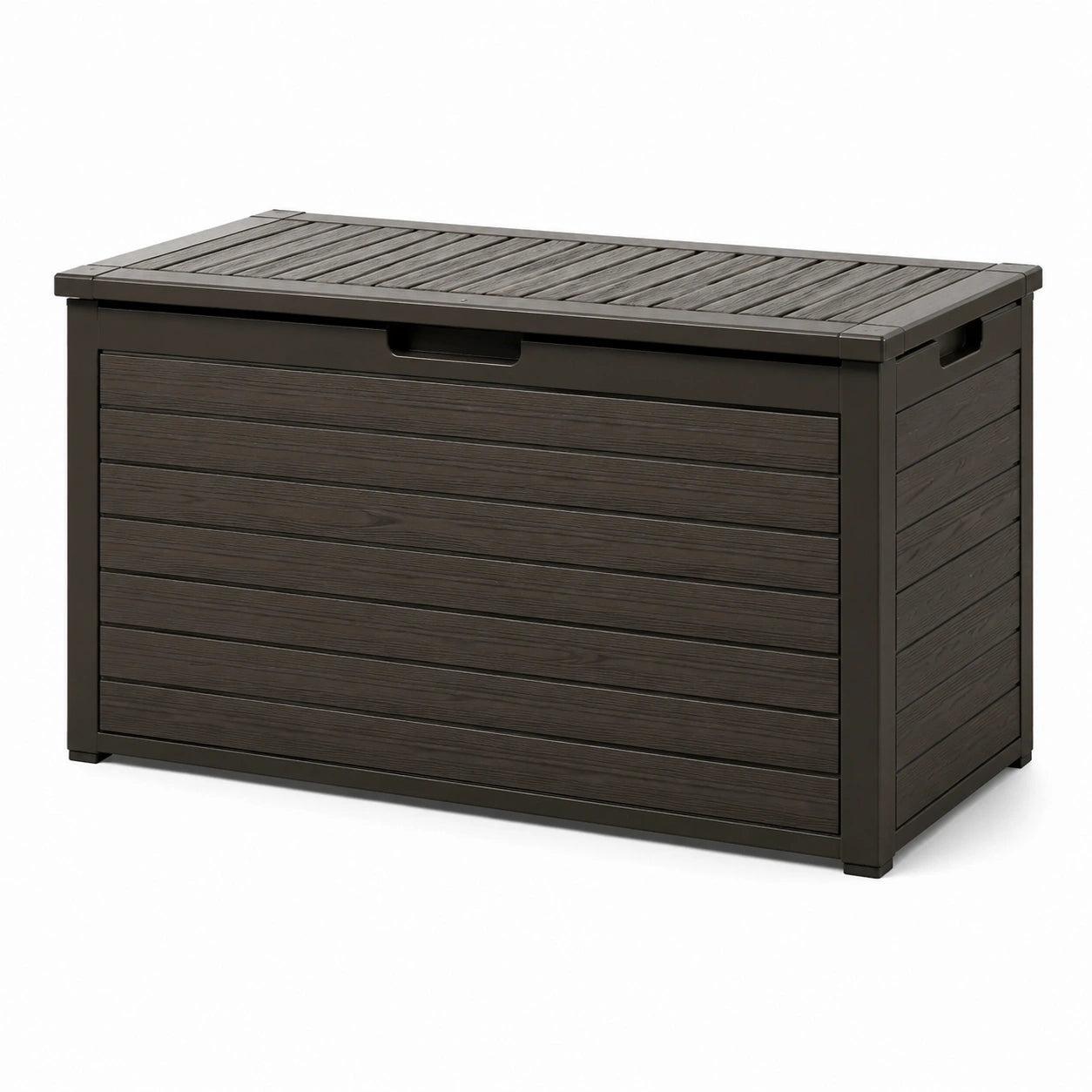 Baule da giardino in plastica rinforzata marrone 120x45x60 cm