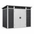 Casetta da giardino in plastica e acciaio 214x130x210 cm grigio e nero