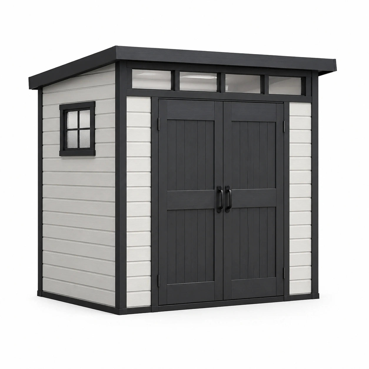 Casetta da giardino in plastica 185 cm x 152 cm x 226 cm grigio e nero