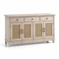 Credenza in legno con ante in rattan intrecciato