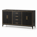 Credenza in legno nero e metallo con finiture dorate