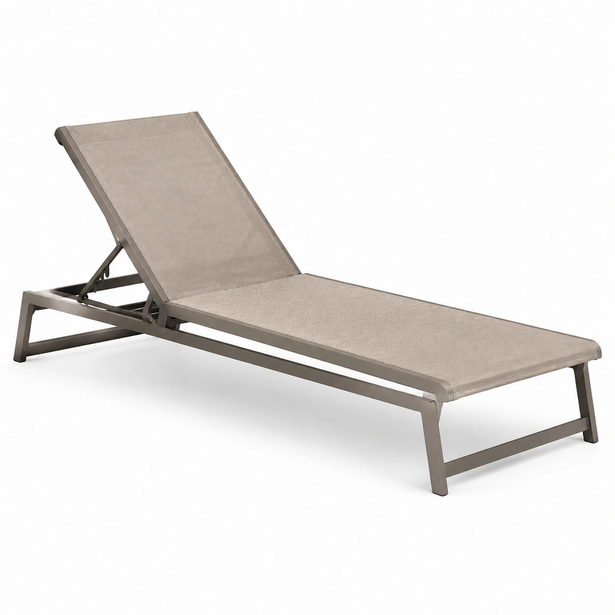 Lettino in alluminio con schienale regolabile beige