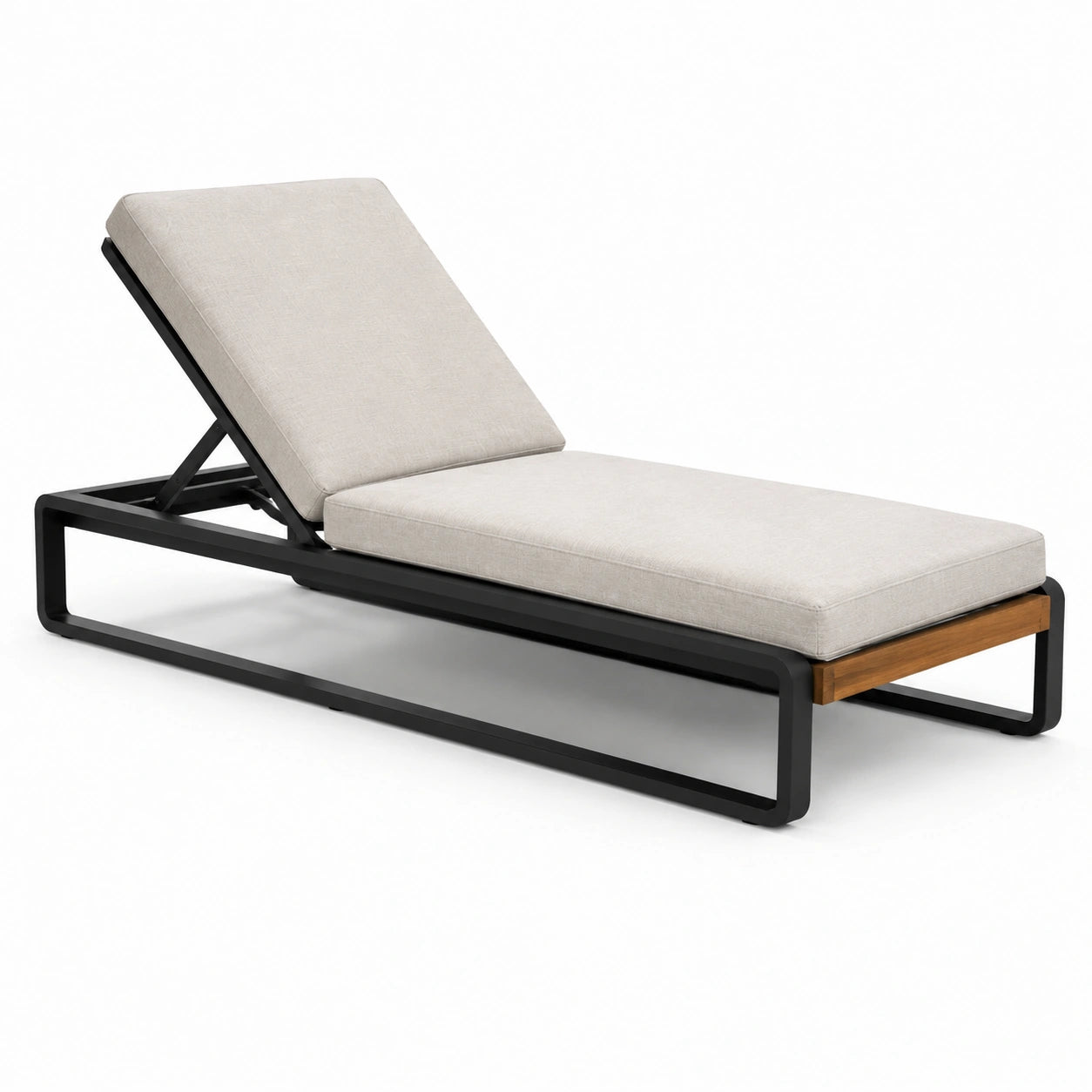 Lettino prendisole in alluminio e tessuto beige