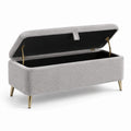 Panca contenitore in tessuto con gambe in metallo 120x40x45 cm