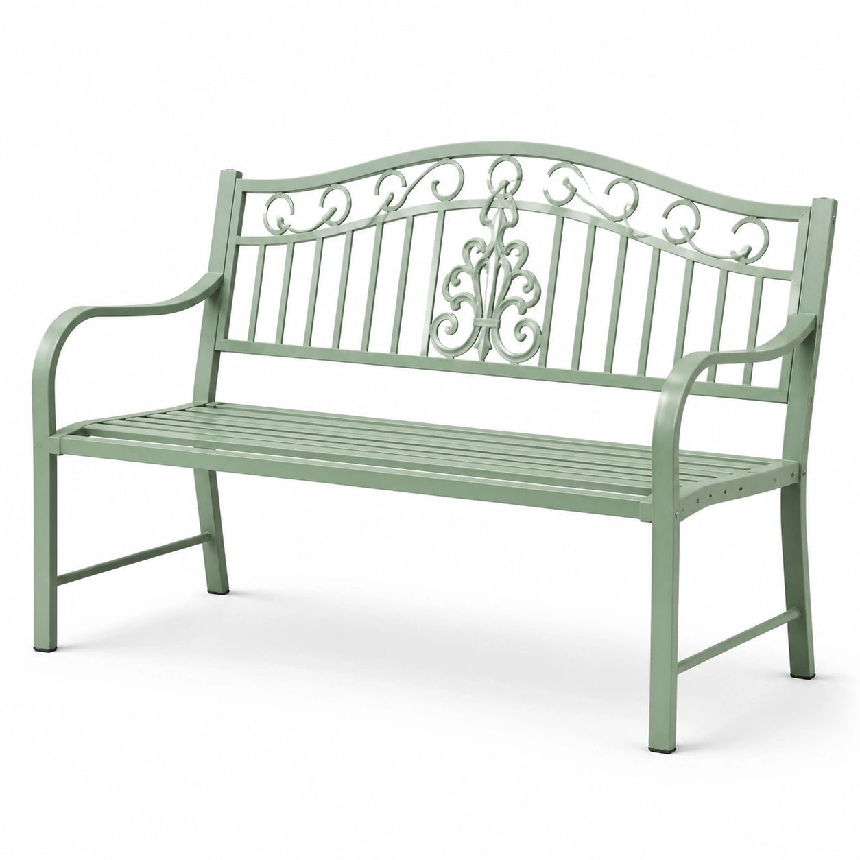 Panchina da giardino in acciaio verde 128x60x85 cm