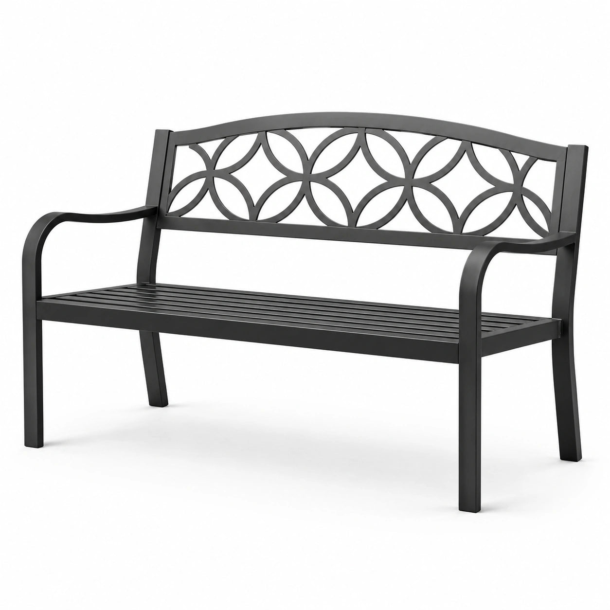 Panchina da giardino in metallo nero 128cm