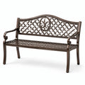 Panchina da giardino in alluminio bronzo con schienale decorato
